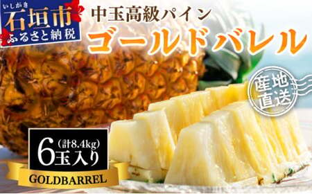 ＜先行予約＞ 石垣島産 中玉ゴールドバレル６玉 約8.4kg ＜2026年7月以降発送＞ | 産地直送 沖縄 石垣 フルーツ パイナップル パイン ゴールドバレルパイン SI-116