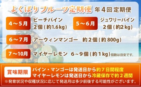 《2026年4月以降発送》島のおいしいを贅沢に！パイナップル2種とマンゴー、マイヤーレモンのよくばり定期便　年4回に分けてお送りします