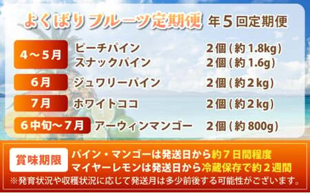 《2026年4月中旬以降発送》島のおいしいを贅沢に！大満足のパイナップル4種と最高糖度20度⁉完熟マンゴーの定期便　年5回に分けてお送りします