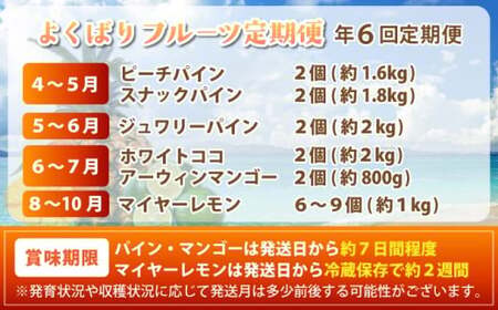 《2026年4月中旬以降発送》島のおいしいを贅沢に！大満足のパイナップル4種とマンゴー、マイヤーレモンの定期便　年6回に分けてお送りします