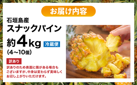 【2026年4月中旬発送】訳あり 石垣島産 スナックパイン 約4kg(4~10個)KP-01 | ふるさと納税 パイナップル 産地直送 フルーツ 果物 パイン 石垣 沖縄 沖縄県石垣市 石垣島