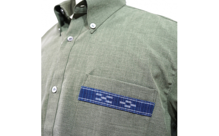 AI-20 みんさウェア ボタンダウン（抹茶） 男性用 Mサイズ