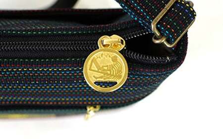 手織り花織みんさ ショルダーポシェットM（黒赤）AI-3