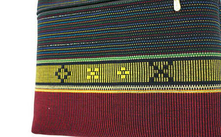 手織り花織みんさ ショルダーポシェットM（黒赤）AI-3