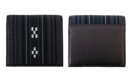 AZ-28-1 みんさー二つ折財布 ヤッサミ黒