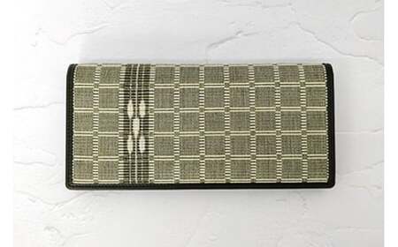 AZ-55-1 みんさー織 長財布牛革(楕円ヒチガーラ　グレイ) 