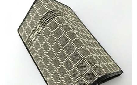 AZ-55-1 みんさー織 長財布牛革(楕円ヒチガーラ　グレイ) 