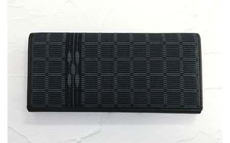 AZ-54-1 みんさー織 長財布牛革(楕円ヒチガーラ　ブラック)