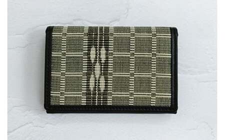 AZ-52-1 みんさー織 名刺入れ牛革(楕円ヒチガーラ　グレイ) 