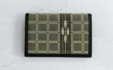 AZ-52-1 みんさー織 名刺入れ牛革(楕円ヒチガーラ　グレイ) 