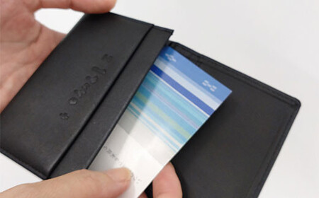 AZ-51-1 みんさー織 名刺入れ牛革(楕円ヒチガーラ　ブラック)