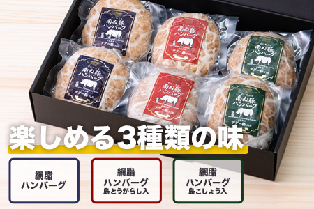 E-26 石垣島産アグー豚(南ぬ豚) 網脂ハンバーグ食べ比べセット(3種×各2個)