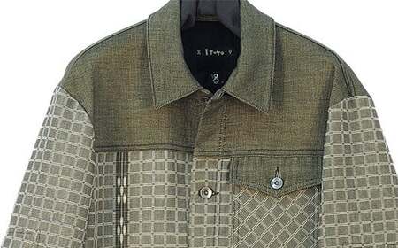 みんさー織 総手織りブルゾン（楕円ヒチガーラ  グレイッシュ）Mサイズ AZ-59-1