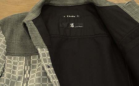 みんさー織 総手織りブルゾン（楕円ヒチガーラ  グレイッシュ）Mサイズ AZ-59-1