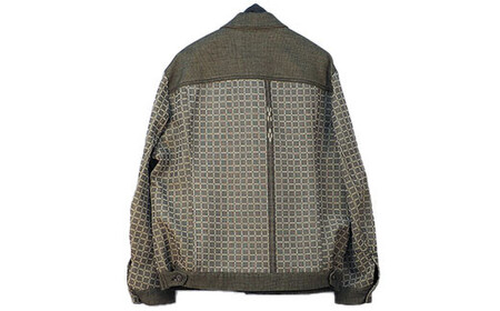 みんさー織 総手織りブルゾン（楕円ヒチガーラ  グレイッシュ）Lサイズ AZ-60-1