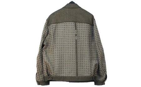 みんさー織 総手織りブルゾン（楕円ヒチガーラ  グレイッシュ）LLサイズ AZ-61-1