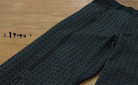 みんさー織 総手織りパンツ（楕円ヒチガーラ  ブラック）Lサイズ AZ-63-1