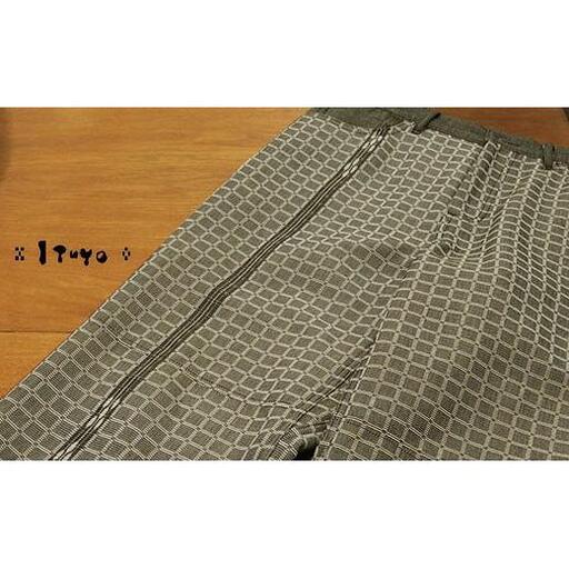 みんさー織 総手織りパンツ（楕円ヒチガーラ  グレイッシュ）Mサイズ AZ-65-1