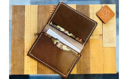 【レザーベース】うらそえ織カードケース（チョコ）