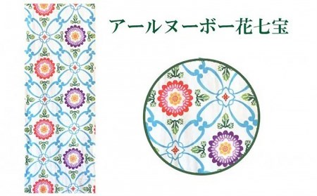 紅型師が手掛ける 手ぬぐい アールヌーボー花七宝 とポストカード4枚 沖縄県糸満市 ふるさと納税サイト ふるなび