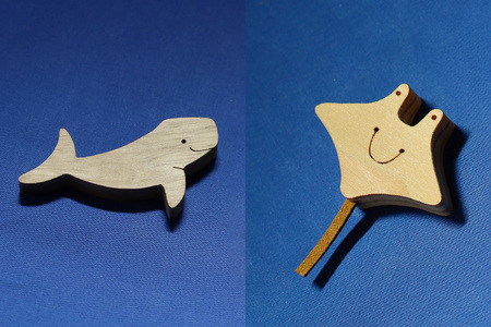 【木工房ひかり】海のいきもの マグネット 6種　( ジンベイザメ ジュゴン マンタ タツノオトシゴ マンボウ サンゴ ) 木製 海の生き物 海 生き物 サメ 魚 さかな 磁石 おしゃれ かわいい インテリア 天然木 動物 手作り 沖縄県 糸満市