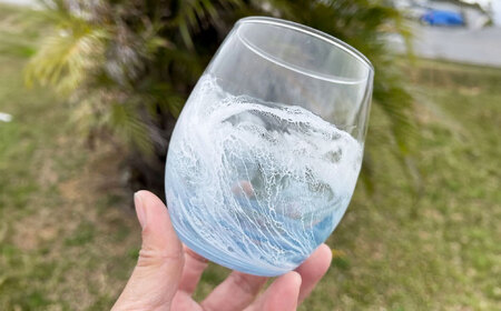 アート レジンアート 『波のグラス』 ワイングラス (ブルー) BCAG012 グラス