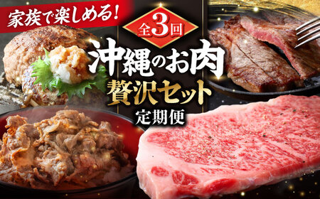 【全3回定期便】家族で満喫！沖縄のお肉贅沢セット【沖縄市】ハンバーグ あぐー 石垣牛 ステーキ 焼肉 冷凍 ギフト お取り寄せ 沖縄市 / お肉屋本店 / 肉のサブロー[BCZZ033]