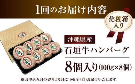 【全6回定期便】沖縄県産石垣牛ハンバーグセット 800g (100g×8個) 牛 ハンバーグ 冷凍 ギフト お取り寄せ 沖縄市 / お肉屋本店[BCAZ013]