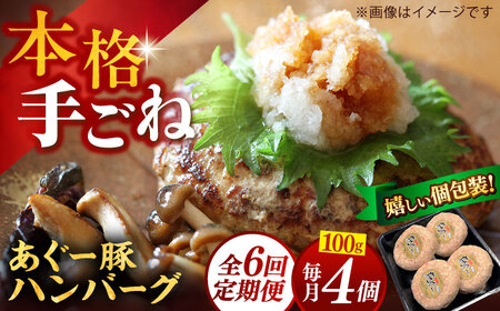 【全6回定期便】沖縄県産あぐー豚ハンバーグセット 400g (100g×4個) 豚 ハンバーグ 冷凍 ギフト お取り寄せ 沖縄市 / お肉屋本店[BCAZ019]