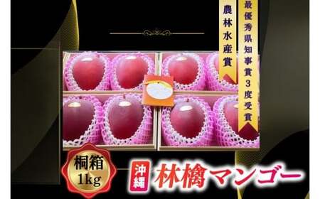 【2026年6月下旬より順次発送】★数量限定★沖縄県最優秀県知事賞に3度輝いた！★桐箱★沖縄マンゴー大玉 約1kg(約500g×2玉) (BV004)