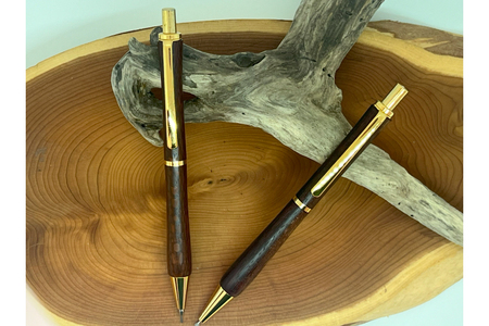 沖縄天然木の木軸ペン＆シャープペンシルのセット (CL004)