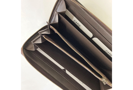 ウージ染めラウンドファスナー束入れ長財布 （AI037）