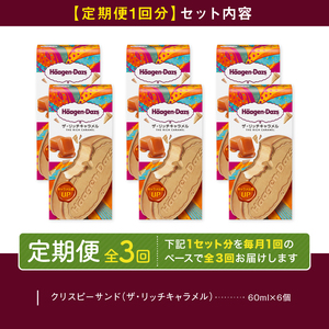 ＜全3回定期便・連続＞ハーゲンダッツ『クリスピーサンドセット（ザ・リッチキャラメル味）計18個』アイスクリーム アイス スイーツ デザート ミルクアイス アイススイーツ アイスデザート_H0026-038