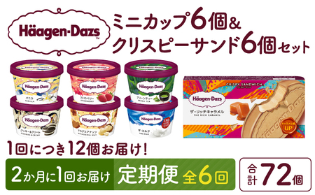 ＜全6回定期便・隔月＞ハーゲンダッツ『ミニカップ＆クリスピーサンドセット(合計72個)』アイスクリーム アイス スイーツ デザート ミルクアイス アイススイーツ アイスデザート_H0026-049