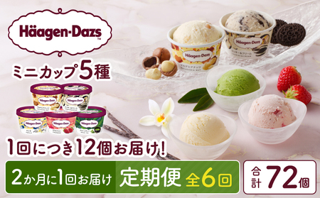 ＜全6回定期便・隔月＞ハーゲンダッツ『定番ミニカップフレーバー5種セット(合計72個)』アイスクリーム アイス スイーツ デザート ミルクアイス アイススイーツ アイスデザート_H0026-053