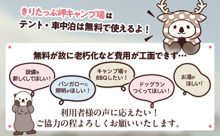 【返礼品なし】浜中町『きりたっぷ岬キャンプ場』1,000円　応援支援寄附_H0028-001