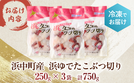 【訳あり】【令和8年2月発送分】【北海道浜中町産】浜ゆでたこぶつ切り(250g×3袋)_H0023-022-R802