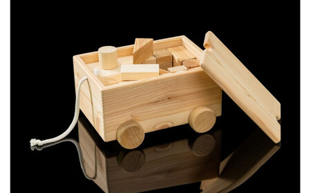 森のおもちゃ積み⽊セット(荷⾞⾵⽊箱付き) 積み木 セット 森のおもちゃ 荷車風 木箱 付き 8種類 50個 入り 浜中町産 天然 木材 カラマツ トドマツ ナラ 使用 赤ちゃん 玩具 おもちゃ ベビー 北海道 浜中町 お取り寄せ 送料無料_H0032-001