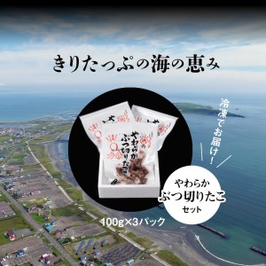 やわらかぶつ切りたこ100g×3パックセット　たこ やわらか ぶつ切りたこ 100g × 3パック セット 国産 柳だこ 蒸したこ やわらかい 一口サイズ 北海道 浜中町 お取り寄せ お取り寄せグルメ おかず おつまみ 食品 食べ物 魚介類 冷凍 送料無料_H0001-013