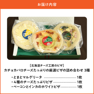 【10日以内発送】【北海道チーズ工場のピザ】カチョカバロチーズたっぷりの、厳選ピザの詰め合わせ　配送時期が選べる 北海道 チーズ 工房 ピザ カチョカバロチーズ 厳選 詰め合わせ トマト マルゲリータ 4種のチーズ べーコン インカ ホワイトピザ 人気 浜中町 冷凍 お取り寄せ 乳製品 おおともチーズ工房 送料無料_010304-01