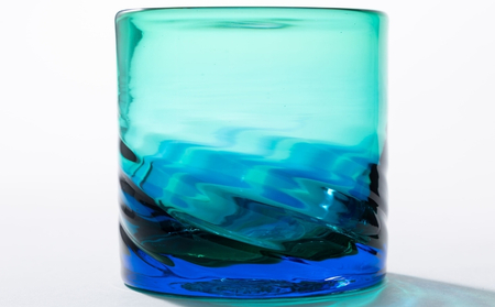 《琉球ガラス匠工房》イラブチャーライン入りモールロックグラス 2個セット