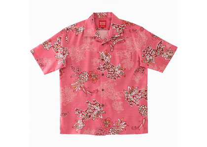 【かりゆしウェア】メンズ いちゃりばシーサーパインMサイズ×ピンク