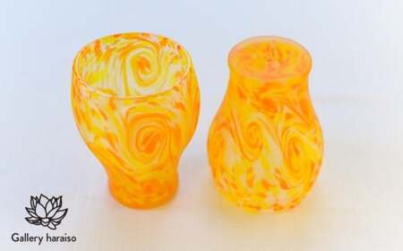 【琉球ガラス】マンゴー・丸口グラス（小）（ペア）