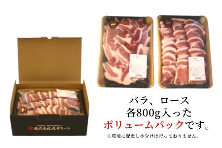 【ふるさと納税限定】「くんじゃん豚」焼肉セット1.6kg（バラ・ロース）スライス
