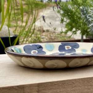 ヤチムン 花紋 オーバル皿・小鉢 2枚セット エドメ陶房【1492753】