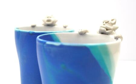 海彩(うみいろ)シーサーフリーカップ 2個セット【青風窯:玉田 彰作】