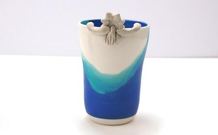 海彩(うみいろ)シーサーフリーカップ 2個セット【青風窯:玉田 彰作】