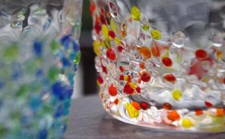 ＜琉球ガラス＞ つぶつぶ ロックグラス 2種×各1個 セット