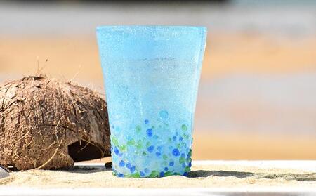 ＜琉球ガラス＞ 泡つぶつぶ ビアグラス 2種×各1個 セット