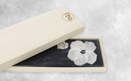 【つづるガラスアート】ゆうなの花　長平皿－SUMI－　1枚 